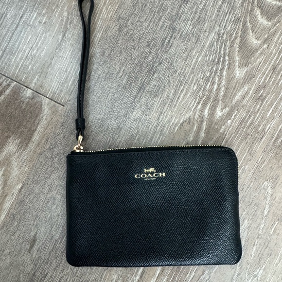 Coach Black Leather Wristlet - Picture 1 of 3